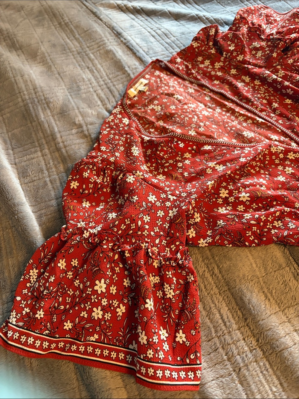 Max Studio Red Floral Wrap Midi Dress - Picture 3 of 6